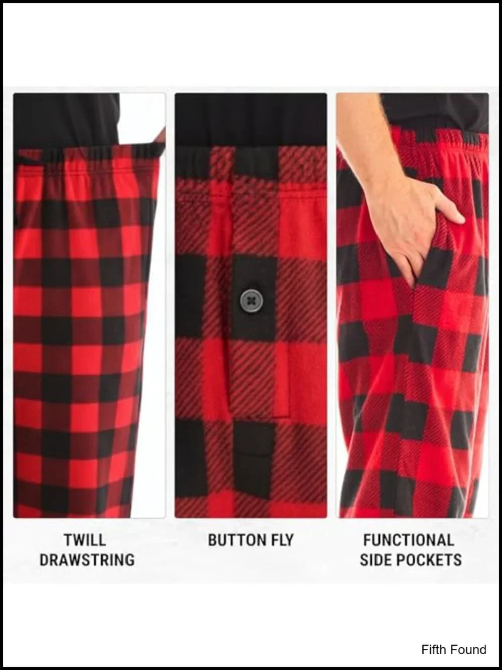 Men's Microfleece Plaid Pajama Pants with Pockets